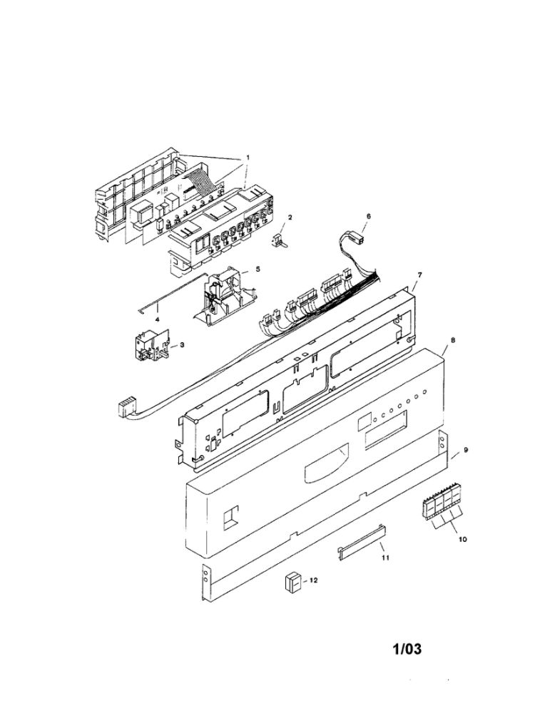 Fascia Panel Diagram and Parts List for SHI4302UC 06 Bosch Dishwasher