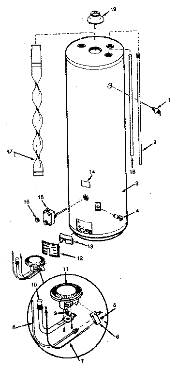 Replacement Parts Diagram and Parts List for 153331371  Kenmore Water Heater