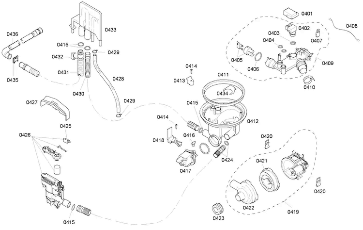 Pump Diagram and Parts List for SHE43F06UC 50 Bosch Dishwasher