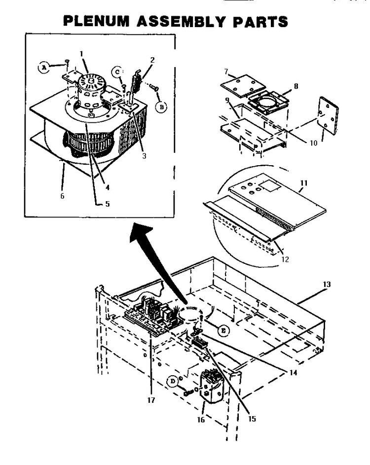 Plenum Assembly Diagram and Parts List for CT127N  Thermador Wall Oven