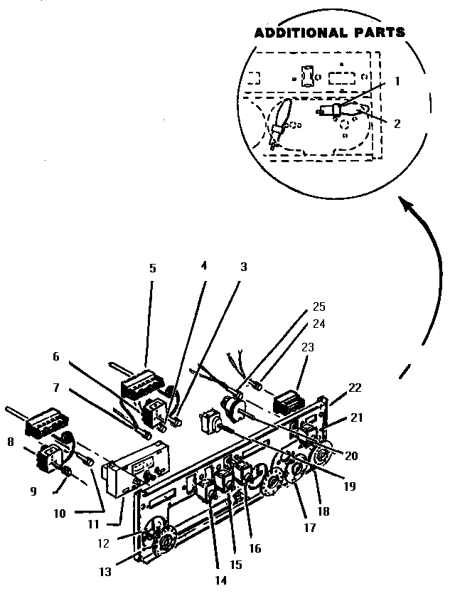 Rear Control Panel Diagram and Parts List for CMT227  Thermador Microwave