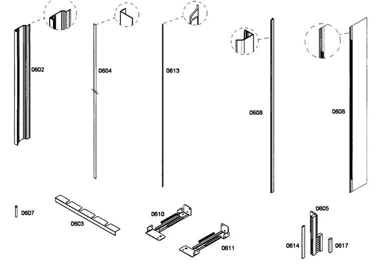 Strip Assy Diagram and Parts List for T18BD80FLE  Thermador Freezer