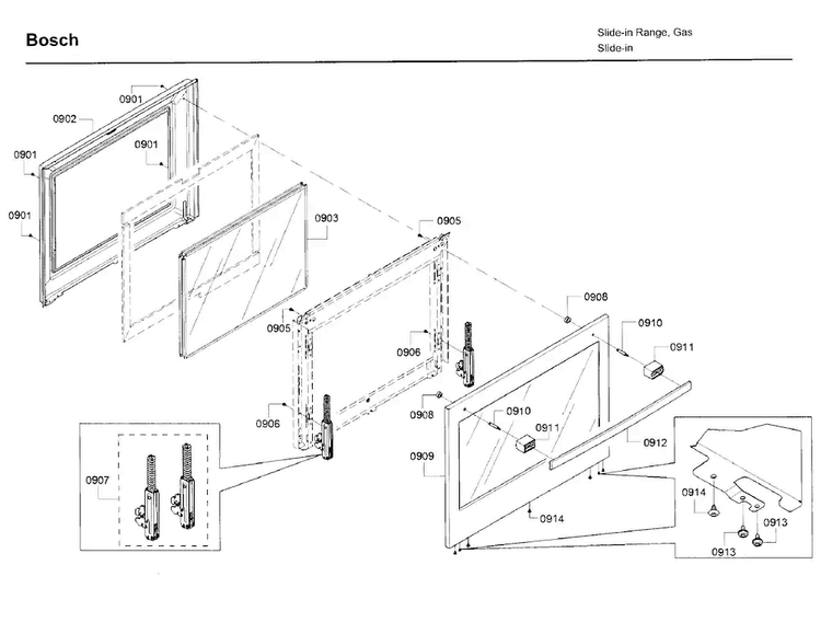 Door Diagram and Parts List for HGI8054UC 06 Bosch Range