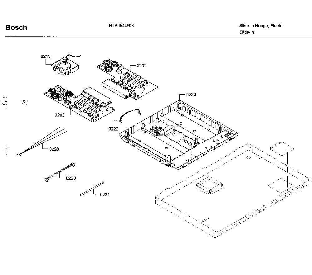Pcb asy Diagram and Parts List for HIIP054U 03 Bosch Range