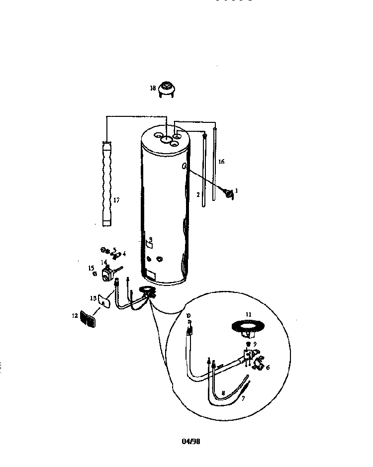 30 Gallon Diagram and Parts List for 153332361  Kenmore Water Heater