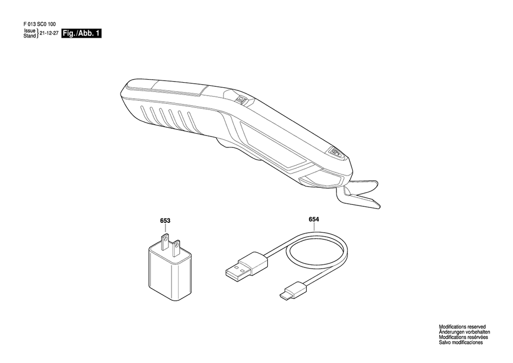 Diagram Diagram and Parts List for HSSC-01 F 013 SC0 100 Bosch Nibbler & Shears
