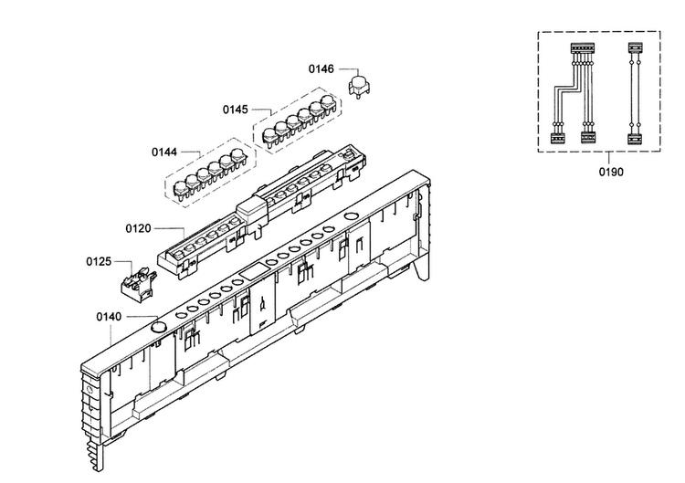 Control Panel Diagram and Parts List for SGV68U53UC A5 Bosch Dishwasher