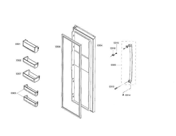 Refrigerator Door Diagram and Parts List for B20CS80SNB 01 Bosch Refrigerator