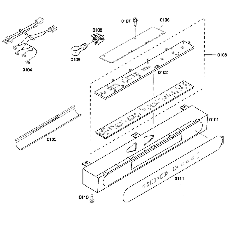 Control Panel Diagram and Parts List for KBUDT4255E 03 Thermador Refrigerator