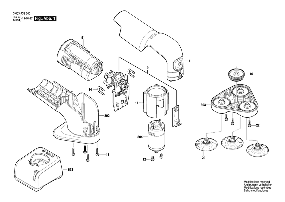 Diagram 1 Diagram and Parts List for 3603JC9002  Bosch Sander Grinder