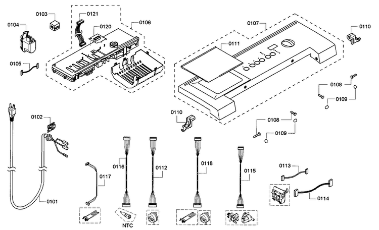 Control Assy Diagram and Parts List for WFMC5440UC 13 Bosch Washer