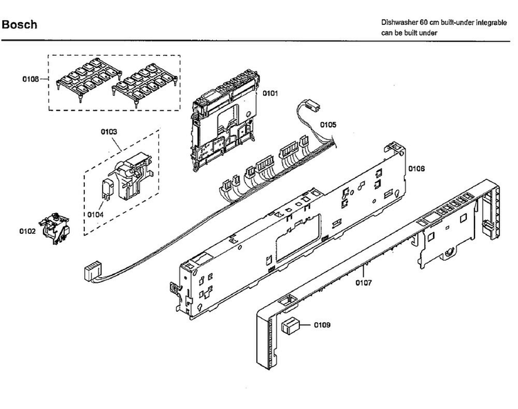 Control Panel Diagram and Parts List for SHX46L15UC 52 Bosch Dishwasher