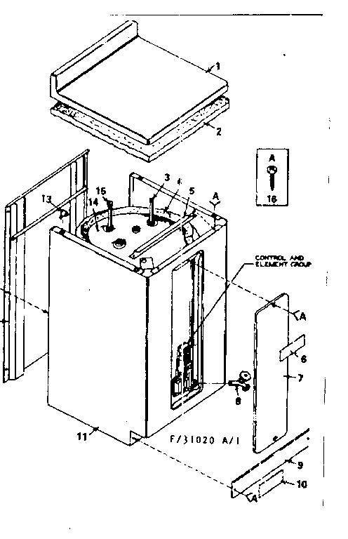 Non-functional Replacement Parts Diagram and Parts List for 15331130  Kenmore Water Heater