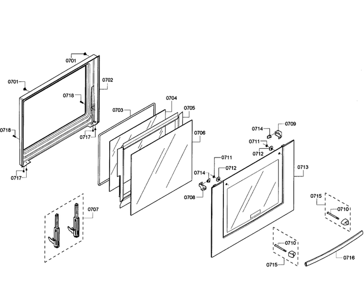 Door Lower Diagram and Parts List for HBL3550UC 09 Bosch Wall Oven