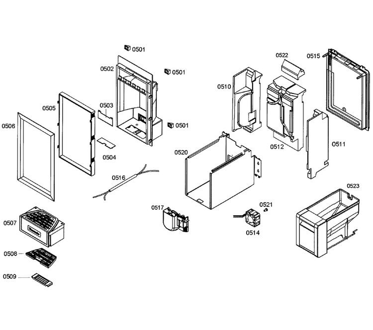 Dispenser Diagram and Parts List for T18ID80NRP 15 Thermador Freezer
