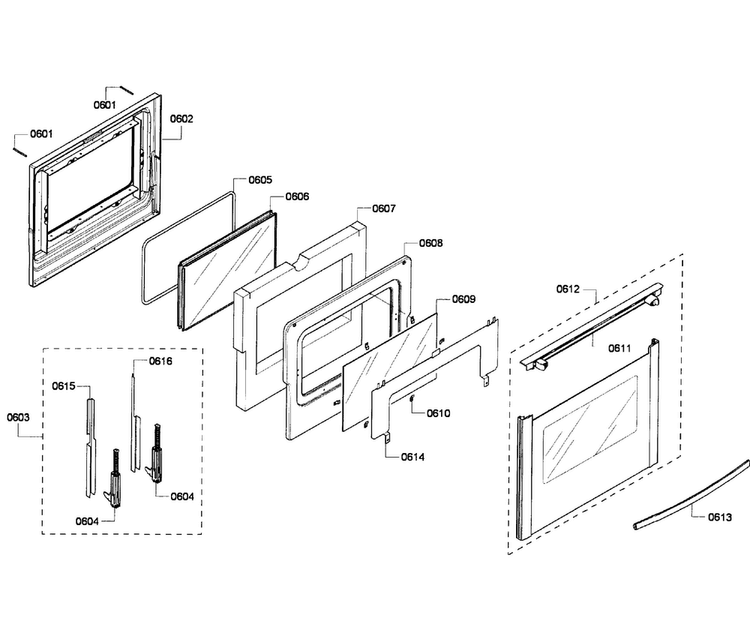 Door Assy Diagram and Parts List for HGS7282UC 05 Bosch Range