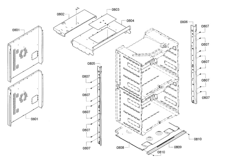Frame Diagram and Parts List for HBLP651RUC 01 Bosch Wall Oven