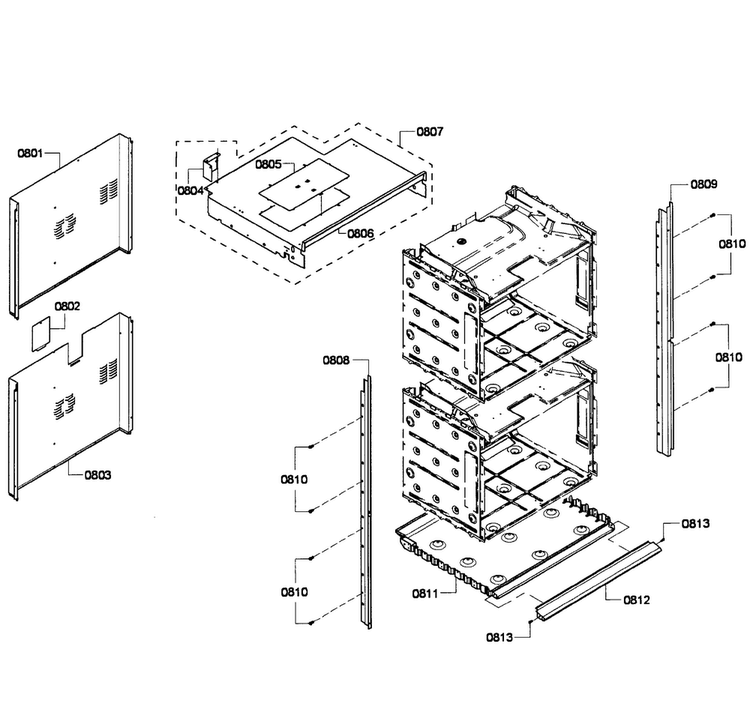 Cabinet Assy Diagram and Parts List for HBL8650UC 06 Bosch Wall Oven