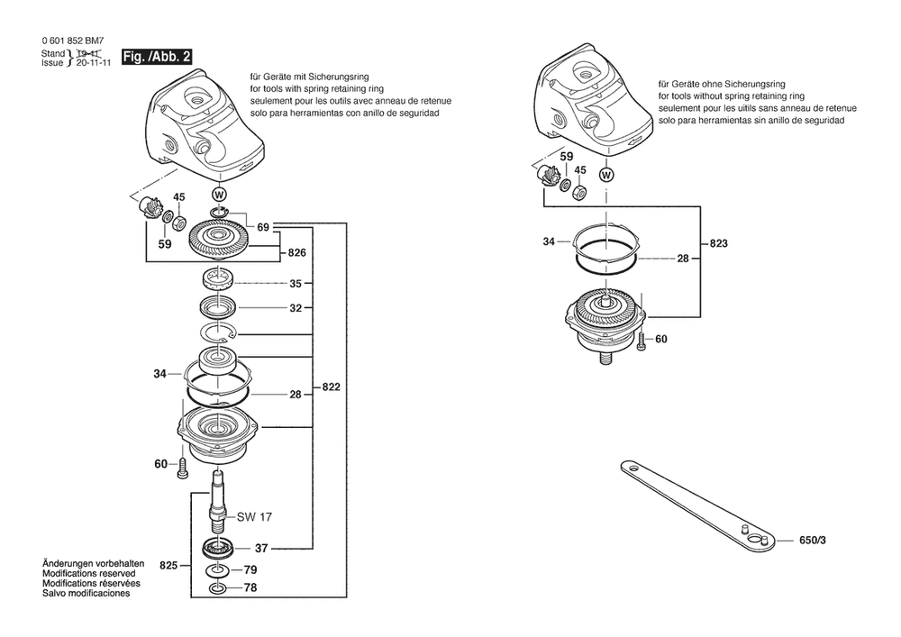 Section 2 Diagram and Parts List for 1853-5IM 0601852BM7 Bosch Angle Grinder
