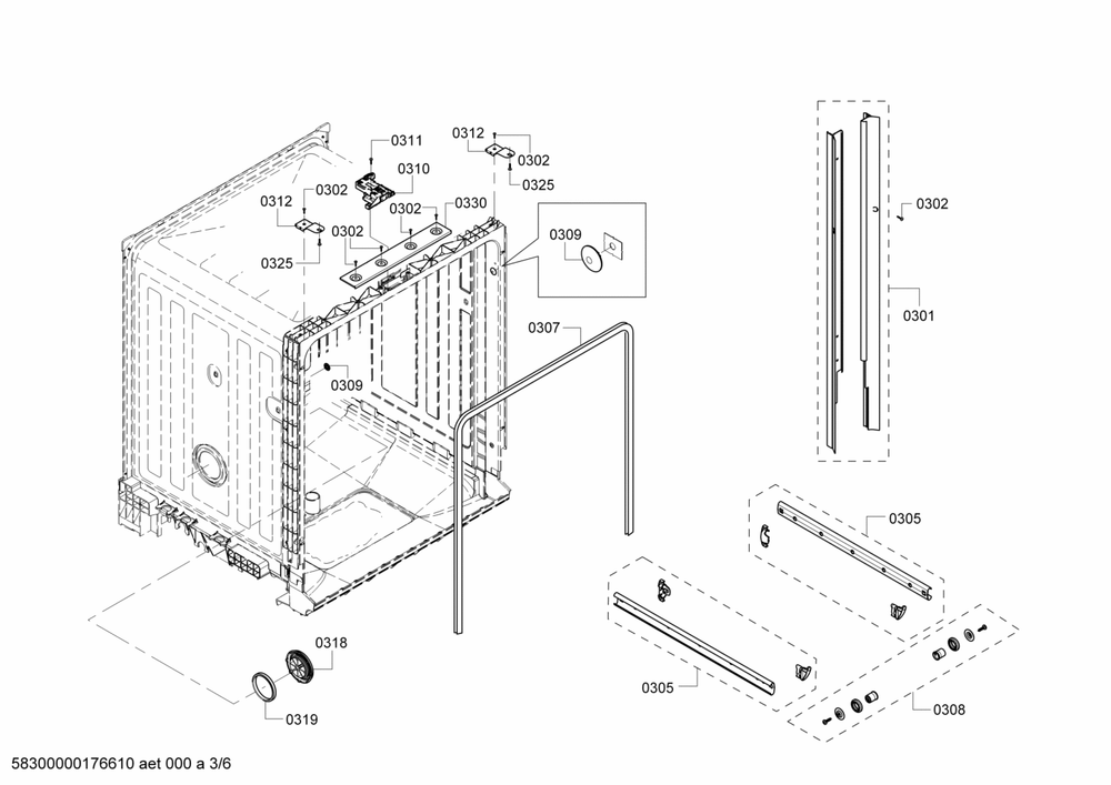 Diagram 3 Diagram and Parts List for SHX2ARL5UC-15  Bosch Dishwasher