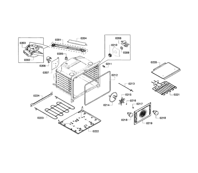 Cavity Assy Diagram and Parts List for HEI7132U 06 Bosch Range