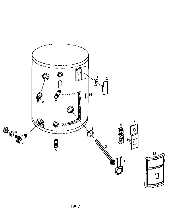 Replacement Parts Diagram and Parts List for 153317231  Kenmore Water Heater