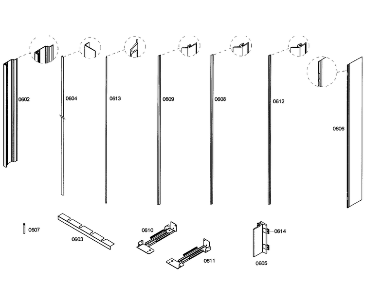 Framing Diagram and Parts List for T18ID80NRP 07 Thermador Freezer