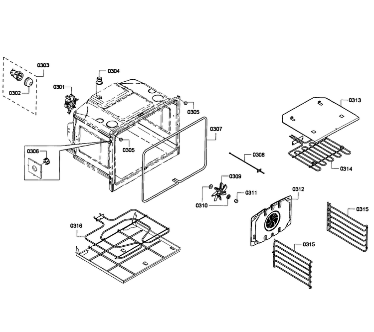 Oven Upper Diagram and Parts List for HBL3550UC 06 Bosch Wall Oven