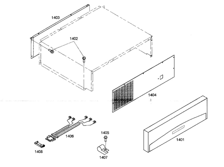 Top Grille Diagram and Parts List for KBUDT4265E 01 Thermador Refrigerator