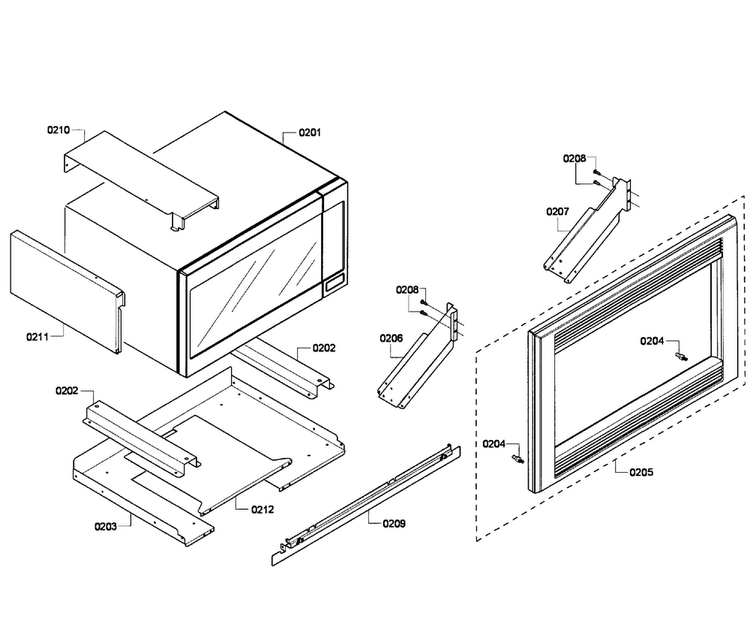 Trim Assy Diagram and Parts List for HBL5760UC 03 Bosch Microwave