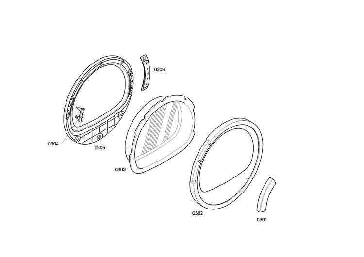 Door Diagram and Parts List for WTE86300US 03 Bosch Dryer