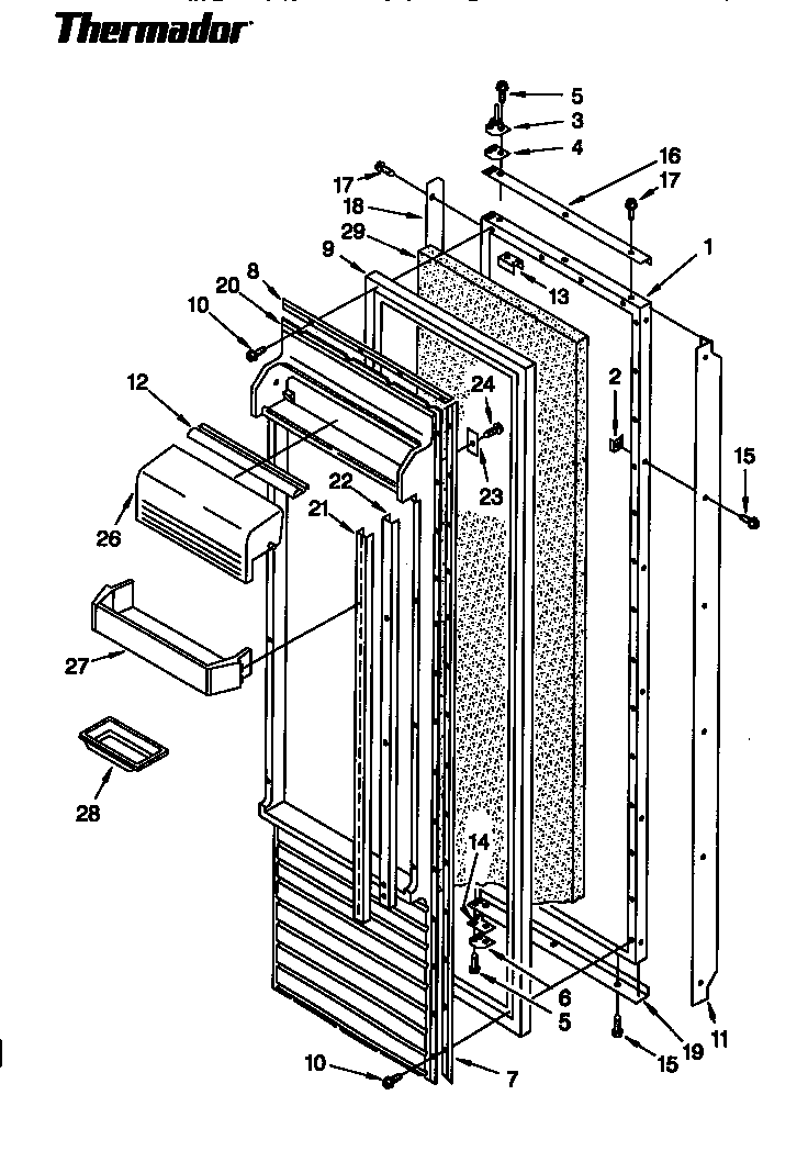 Refrigerator Door Diagram and Parts List for TSS48DAW-06  Thermador Refrigerator
