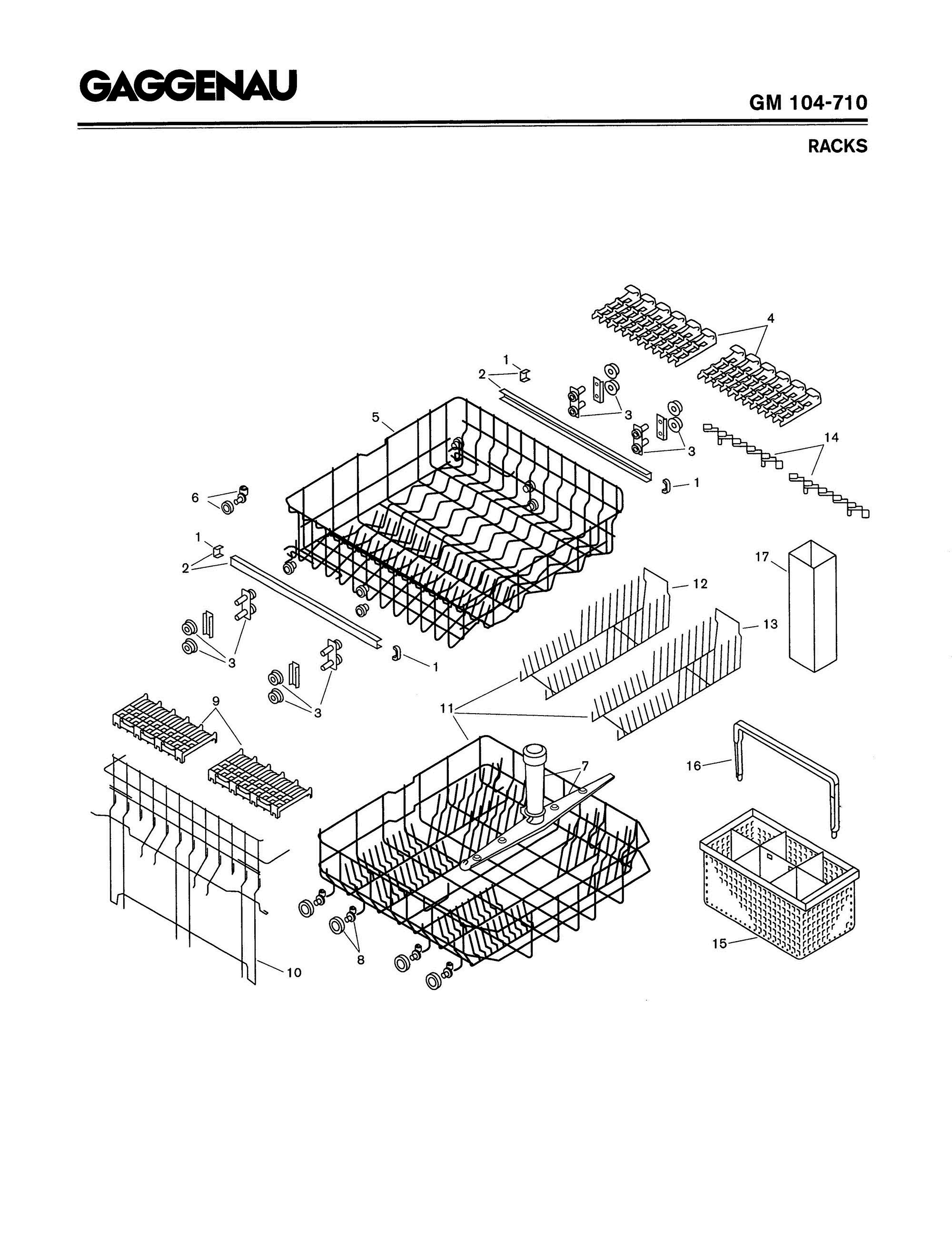 04 - RACKS Diagram and Parts List for GM104-710  Bosch Dishwasher