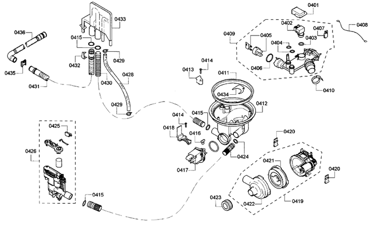 Pump Assy Diagram and Parts List for SHX43P15UC 59 Bosch Dishwasher