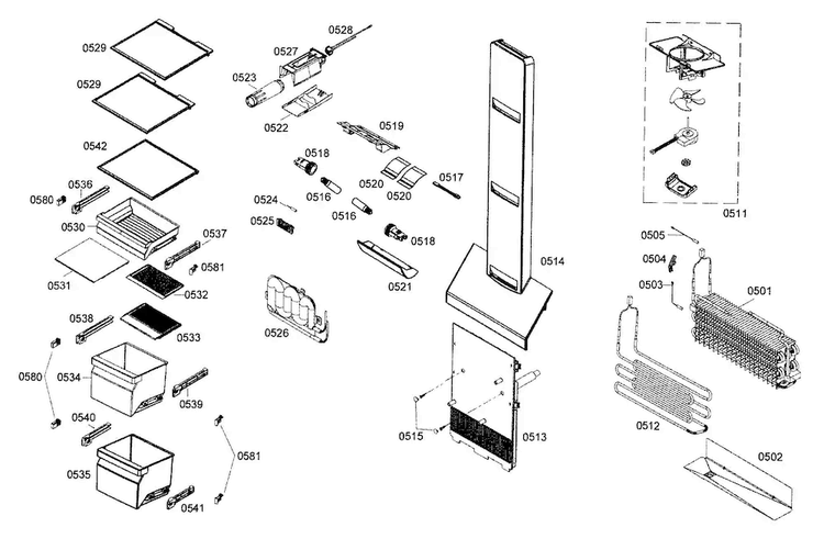 Refrigerator Assy Diagram and Parts List for B22CS30SNS 02 Bosch Refrigerator