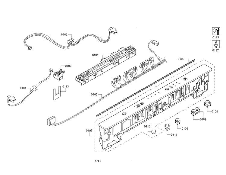 Facia Panel Diagram and Parts List for SHX2AR55UC 14 Bosch Dishwasher