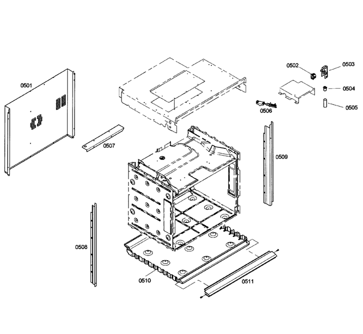 Cabinet Assy Diagram and Parts List for HBL8450UC 01 Bosch Wall Oven
