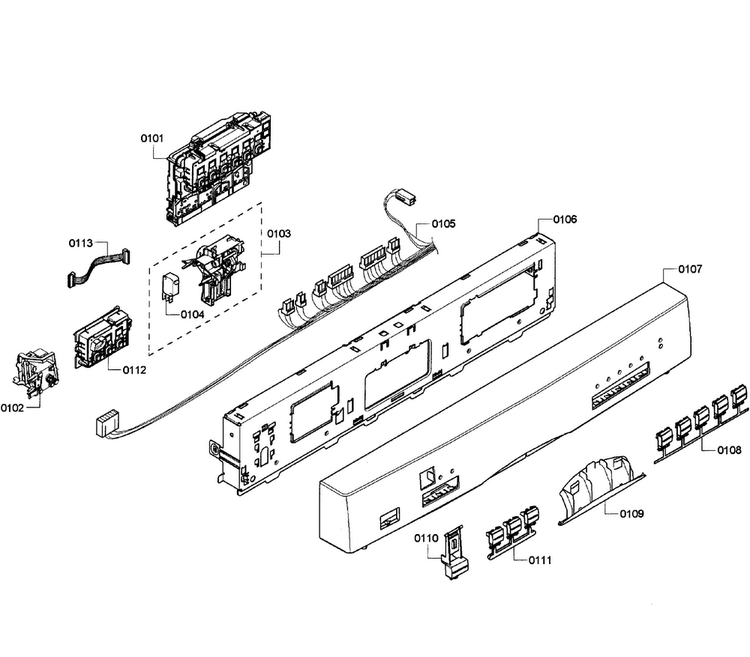 Control Panel Diagram and Parts List for SHE55M12UC 61 Bosch Dishwasher