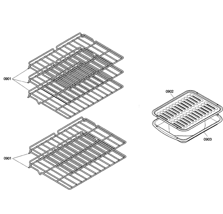 Shelfs Diagram and Parts List for HBN3550UC 04 Bosch Wall Oven