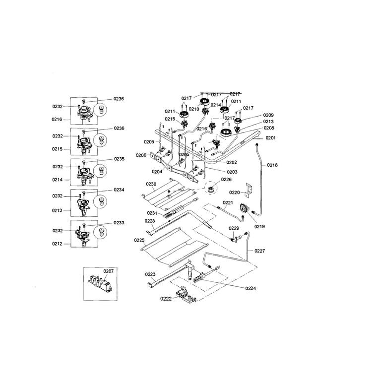 Valve Assy Diagram and Parts List for HGS3053UC 02 Bosch Range