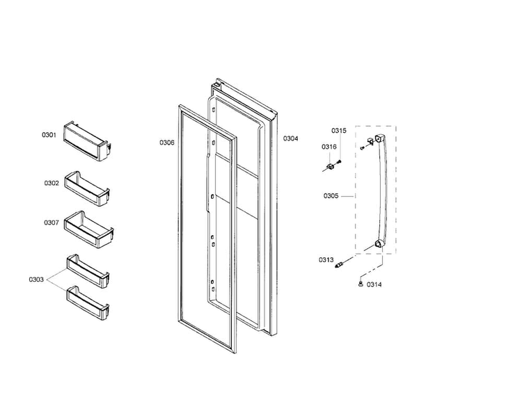 Refrigerator Door Diagram and Parts List for B20CS51SNS 02 Bosch Refrigerator