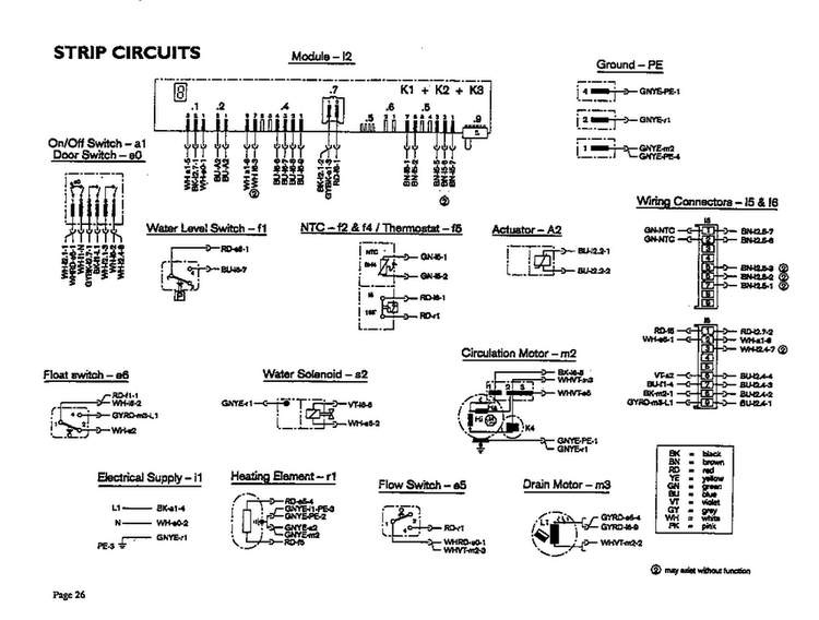 Strip Circuits Diagram and Parts List for DWI246UW  Thermador Dishwasher