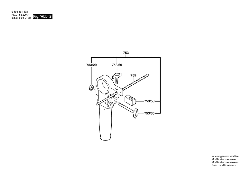 Section 2 Diagram and Parts List for PSB680-2 0603161376 Bosch Hammer Drill