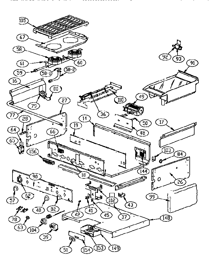 Burner Diagram and Parts List for GCR36-4GD  Thermador Range