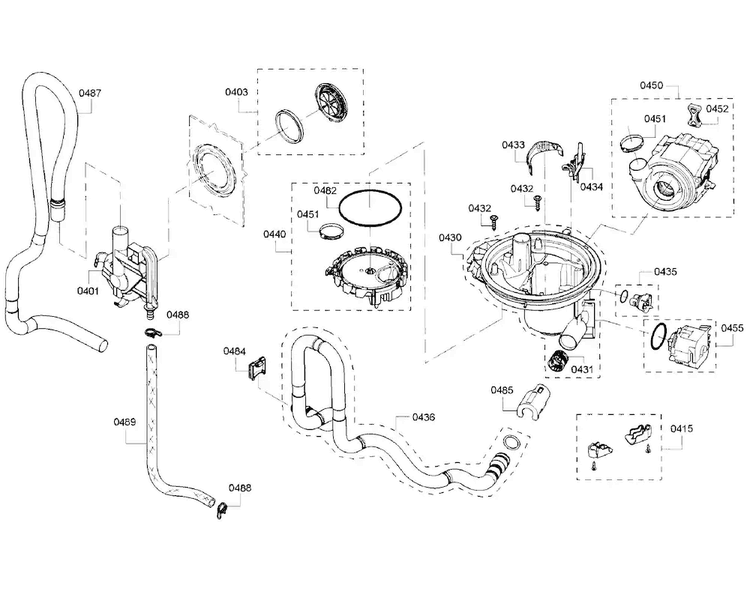 Pump Section Diagram and Parts List for SHS5AV56UC 22 Bosch Dishwasher