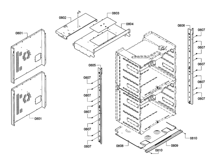 Frame Diagram and Parts List for HBLP651UC 01 Bosch Wall Oven