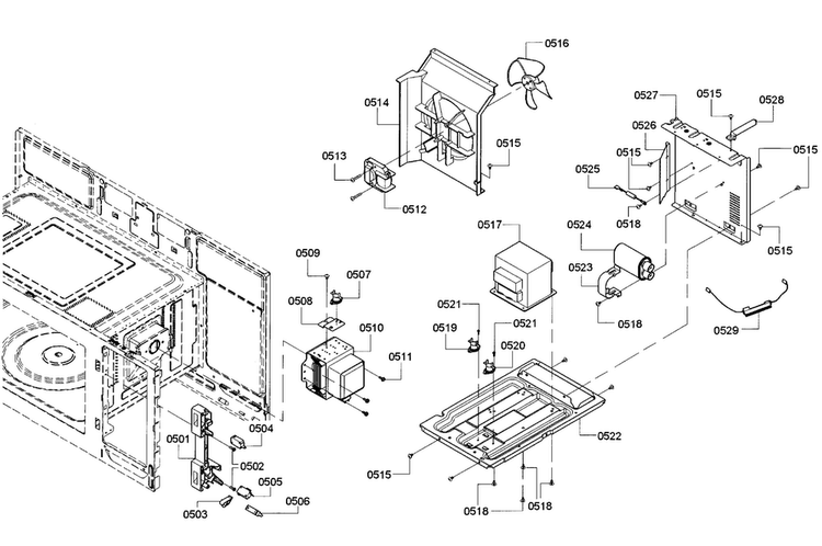 Mag Assy Diagram and Parts List for HMV3052U 01 Bosch Microwave