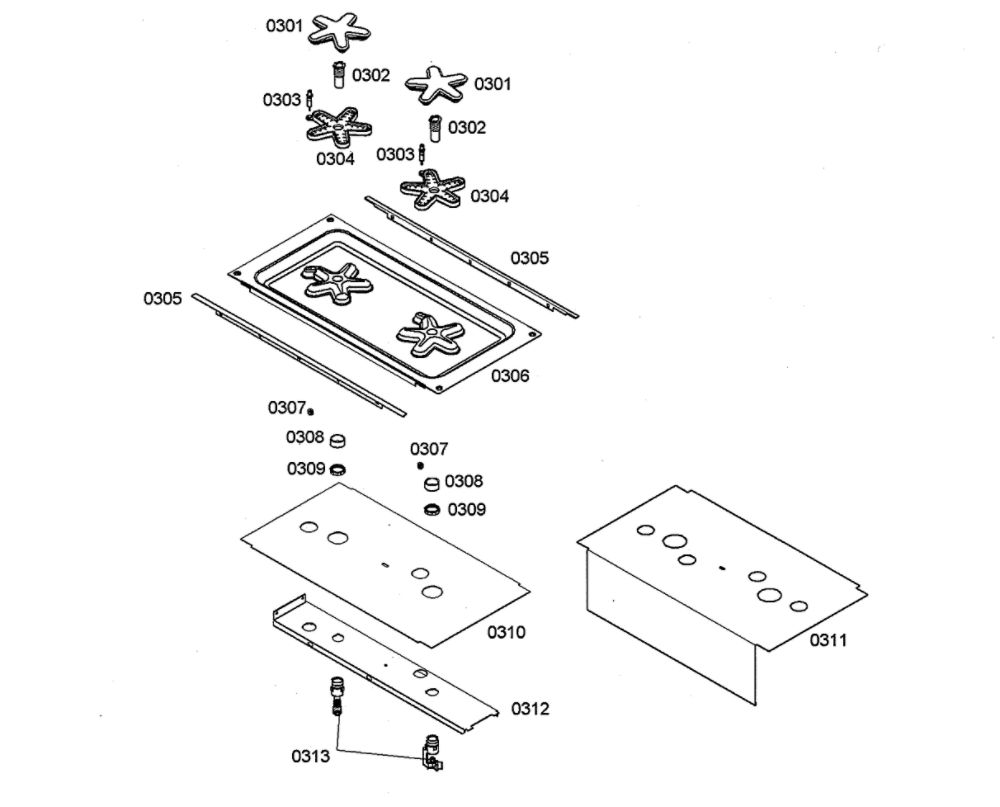 Starburner W/Igniter/Heat Shield Diagram and Parts List for PDR364GDZS 08 Thermador Range