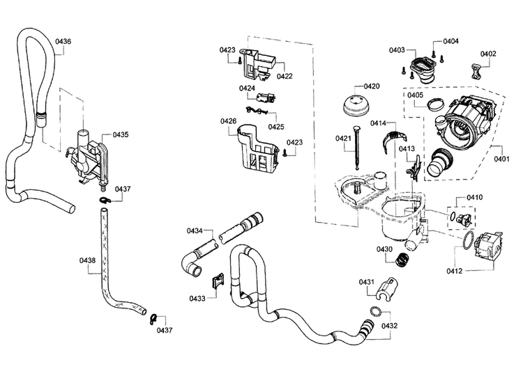 Pump Assy Diagram and Parts List for SHE3AR76UC 12 Bosch Dishwasher