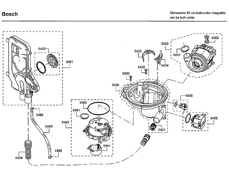 Pump Diagram and Parts List for SHPM98W75N 01 Bosch Dishwasher